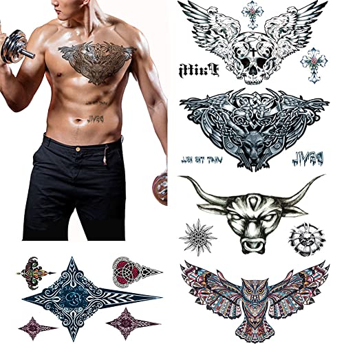 Temporary Tattoo Stickers for Men Women - 5 Sheets