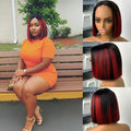 PRIMELACE 210% Density Glueless 8" Bob Wig - Burgundy Ombre, 12A Brazilian Virgin Hair