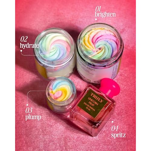 Truly Beauty Unicorn Whipped Body Polish with Chia, Acai and Rose - with Shea for Women, Body Butter Cream for Softer, Smoother and Glowing Skin - 2 Fl. Oz