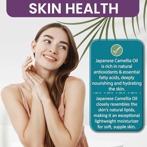Dr Joe Lab Japanese Camellia Seed Oil - Pure, Cold Pressed, Non-GMO Carrier - 8 oz - for Skin, Hair, Nails, Body, Facial Hair - Hydrating Moisturizing Vegan Nourishing - Packaging May Vary
