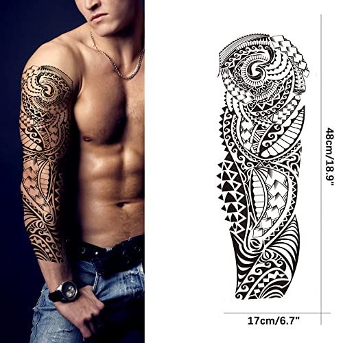 Tribal Temporary Tattoo Sleeves for Men & Women, 8-Sheet Pack
