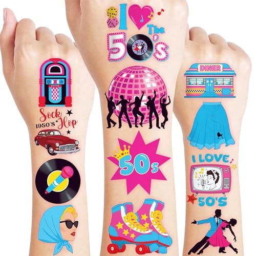 96 PCS 1950s Temporary Tattoos for Kids | Retro Diner Theme