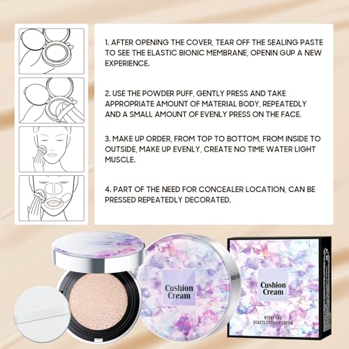 Ursoulney Mushroom Head Air Cushion CC Cream - BB Cream Foundation Makeup Moisturizing Concealer Long-Lasting, Cushion Foundation Full Coverage Self Adjusting (Ivory, 1 PCS)