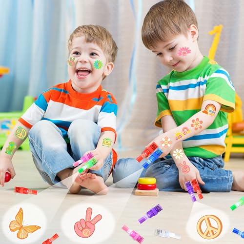 72 PC Groovy Party Favor Set | LED Finger Lights & Glow Tattoos