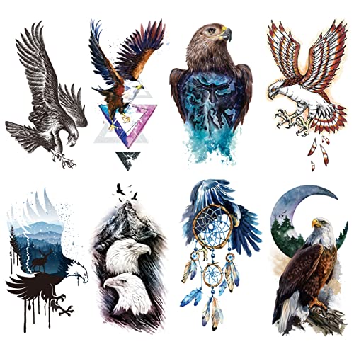 8 Sheet Watercolor Temporary Tattoos for Adults