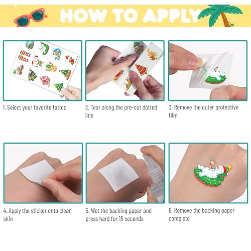 60 Piece Temporary Tattoos for Kids - Christmas & Summer