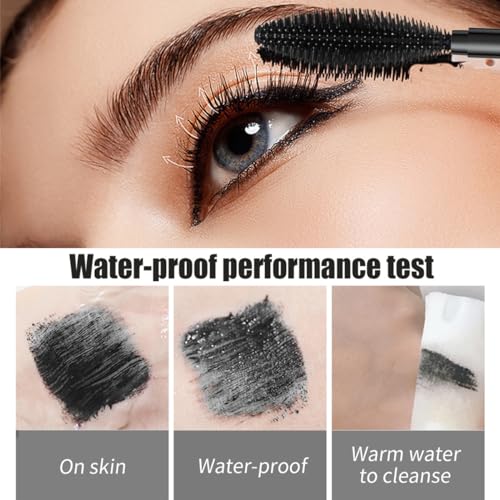 Telescopic Tubing Mascara, 2 in 1 Vibely Long-Lasting Waterproof & Smudge-Proof 4D Silk Fiber, Volume and Length Black No Flaking and No Clumping (Pack of 1)