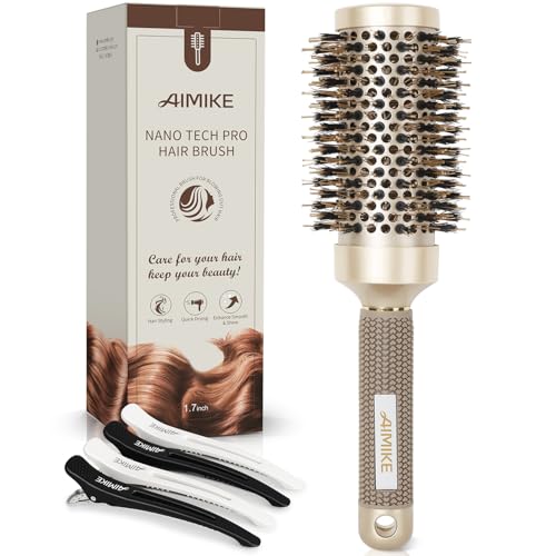 Round Hair Brush for Blow Drying - Ceramic Ionic Boar Bristles