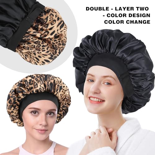 Silk Bonnet for Sleeping – Adjustable Double Layer Satin Cap