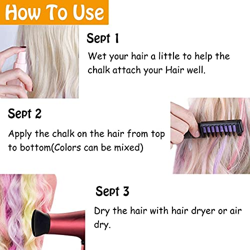 Hair Chalk Comb 10-Pack – Temporary Washable Hair Dye for Kids