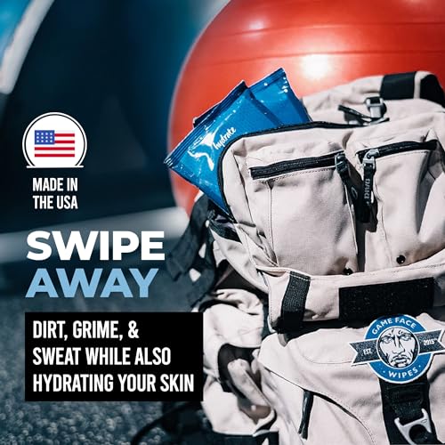 Game Face Grooming Cleansing Wipes - 25 Hydrating Facial Wipes (3 Pack) | On-The-Go, Lightly Scented, Rejuvenating, Eradicates Sweat | Perfect for Athletic, Sport, Travel, Camping, Festivals, Any Need