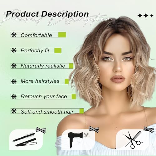 NOSTALGIA 14" Blonde Ombre Wavy Bob Wig | Shoulder Length