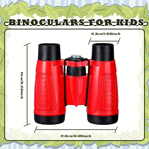 Libima 24 Pcs Binoculars for Kids Educational Compact Kids Binoculars with Neck String Toddler Binoculars for Boys Girls Learning Bird Watching Camping Hiking Travel Safaris Birthday Gifts (Red)