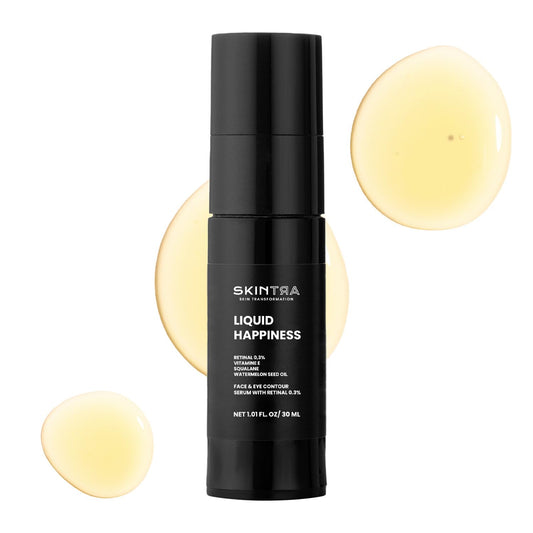 SkinTra Liquid Happiness Anti Aging 0.3% Retinaldehyde Serum for Face & Eyes - Retinal Discoloration Correcting Serum with Fast Absorbing Squalane - Boosts Firmness - Vegan, 30 ml/Net 1.01 Fl. Oz