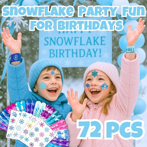 Snowflake Party Set 72pcs - Temporary Tattoos & Slap Bracelets