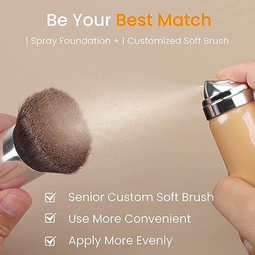 Airbrush Spray Foundation with Brush - Full Coverage, Oil Control, 04# Buff Beige