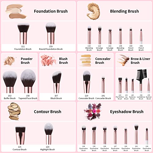 DUcare Makeup Brushes Set Professional 27Pcs+Eyelash Comb