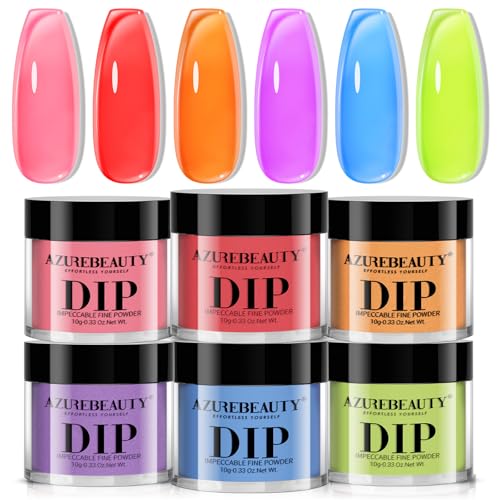 AZUREBEAUTY 6-Color Dip Powder Nail Kit - Neon Jelly Summer Shades