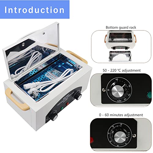 High Temperature Cleaning Box 300W 1.5L with Timer Dry Heat Sterilizer Cabinet Equipment with Stainless Tray For Nail Tool Spa Pedicure Hairdressing Metal Tools with Handle