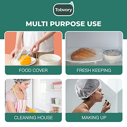 Tobvory Disposable Shower Caps 100 Pack - Waterproof Hair Protection