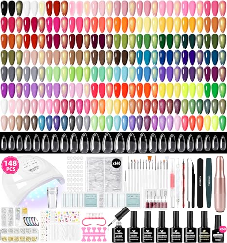 VANREESA 148Pcs Gel Nail Polish Kit with UV Light & Drill - 60 Colors