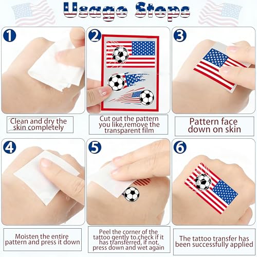 American Flag Temporary Tattoos, 10-Pack Patriotic Face Stickers