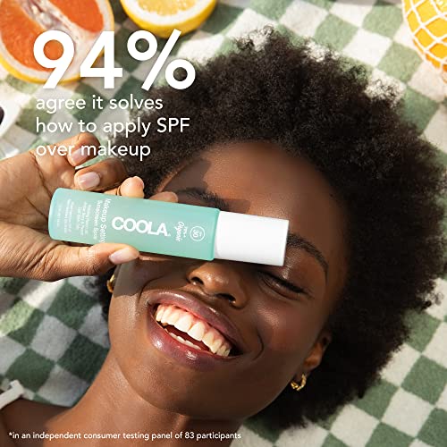 COOLA Organic Makeup Setting Spray with SPF 30, Hydrating Makeup Protection & Sunscreen made with Cucumber & Aloe Vera, Dermatologist Tested, Alcohol Free, 1.5 Fl Oz