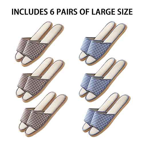10 Pairs Washable House Slippers for Guests,Disposable Slippers for Guests,Breathable Open Toe Indoor Slipper,Spa Slipper for Guests,Home,Bedroom,Hotel,Travel,Unisex Universal Size(6 Large Size+4