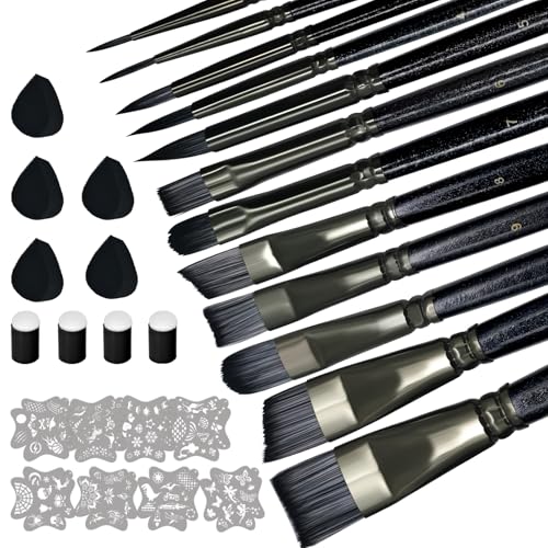 12-Piece Face Paint Brush Set with Stencils & Sponges