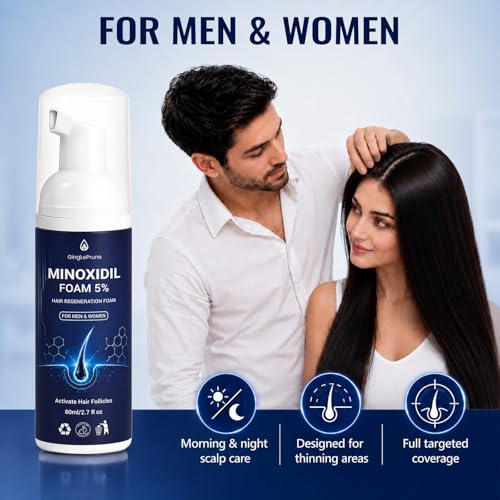 5% Minoxidil Foam for Thinning Hair Care - 2 Pack, 80ml Each
