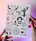 Temporary Tattoo Sheet Face Stickers Kit 21x15cm