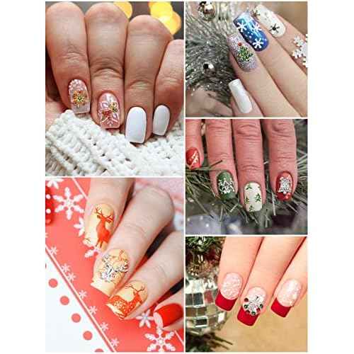 60PCS Christmas Nails Charms, Lorvain 3D Xmas Alloy Charms for Nails Snowflake Christmas Tree Nail Rhinestones Elk Santa Metal Nail Art Diamond Gems for Christmas Nail Art Decoration