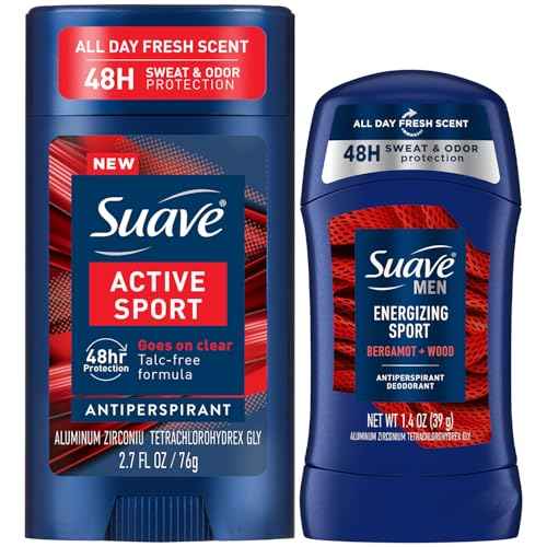Suave Antiperspirant Deodorant for Men, Active Sport 2-Size Variety Pack, 48H Sweat & Odor Protection