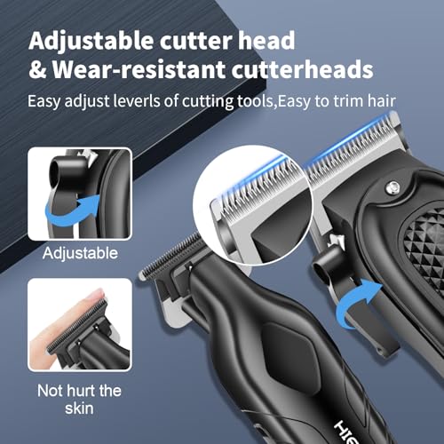 HIENA PRO Professional Hair Clipper Set for Men, Cordless Barber Clippers Set and Trimmer Kit, Electric Beard Trimmer & Nose Trimmer Kit, Foil Shaver & Men's Facial Grooming Tool Kit, Gifts for Men