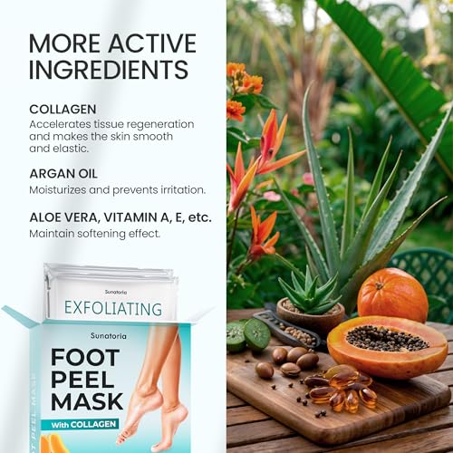 SUNATORIA Exfoliating Foot Peeling Mask (2 Pack) - Callus Remover Booties