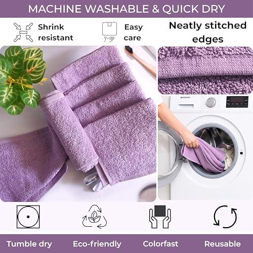 Lavender Cotton Washcloths 12x12" 6-Pack Soft Absorbent