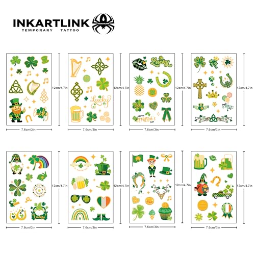 St. Patrick's Day Temporary Tattoos, 8 Pack with 60 Designs