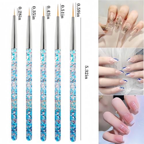 Nail Art Tool Set with 5 Double-Ended Dotting Pens & 5 Nail Liner Brushes