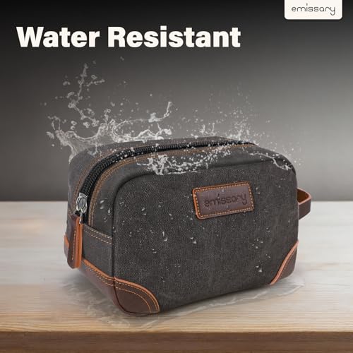 emissary Men's Canvas Dopp Kit - Water-Resistant Travel Toiletry Bag