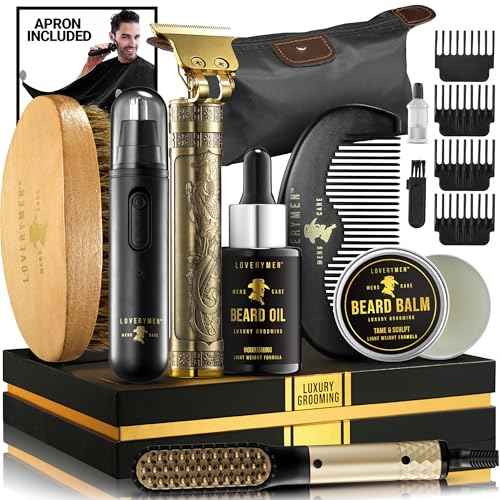 Christmas Gifts for Men Who Have Everything Mens Gifts Grooming Beard Kit, Beard Trimmer, Nose Hair Trimmer, Hair Straightener Brush, Oil, Balm & More, 15pc Beard Kit for Men Care Dad Birthday Gift.