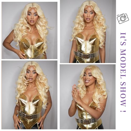 SEMANK 20 Inch Blonde Human Hair Lace Front Wig 613 Body Wave 13x6 HD Frontal