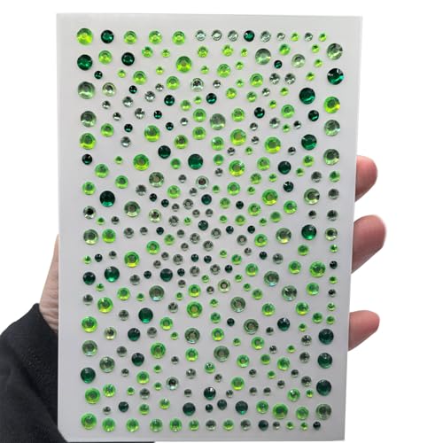 500pcs St. Patrick's Day Face Gems - Green Self-Adhesive Rhinestones