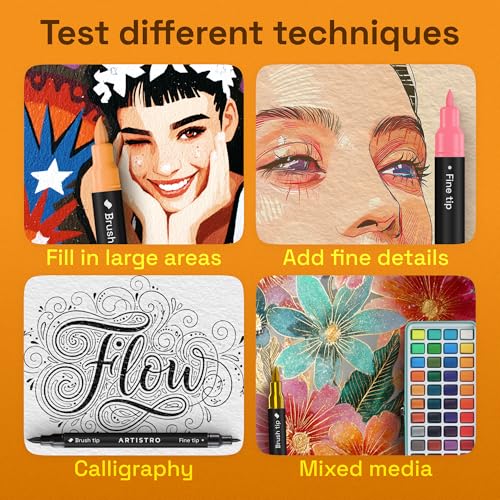 ARTISTRO 36 Acrylic Paint Markers - Dual Tip Paint Pens for Art