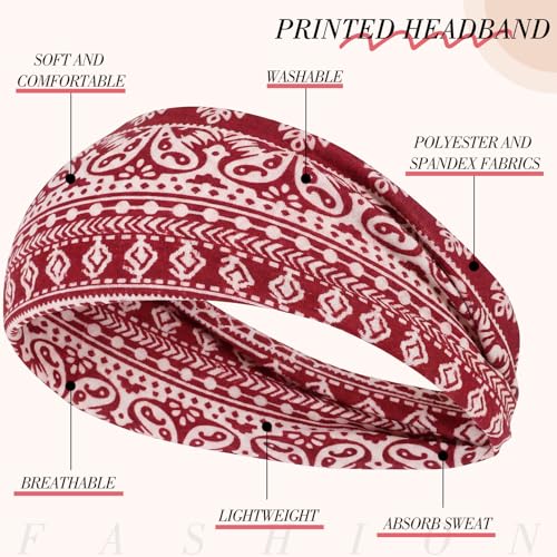 obeoby 8 Pack Boho Headbands for Women, Breathable