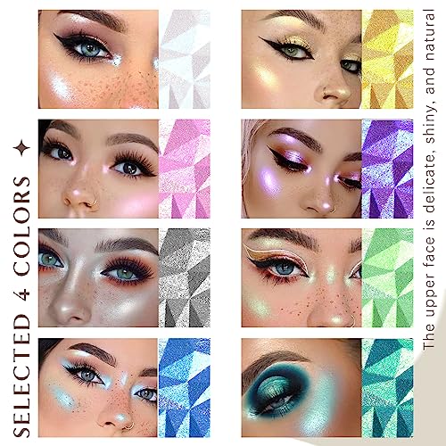 HOSAILY 8 Colors Diamond Highlighter Palette with Mirror