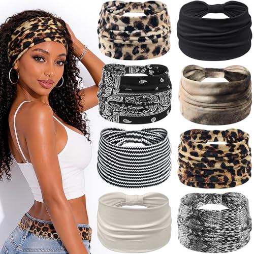 Wide Headbands for Women, 8 Pack Non Slip Moisture Wicking