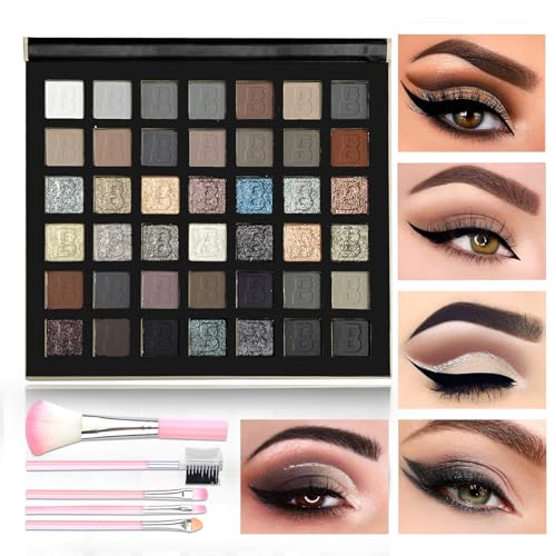 42-Color Smokey Eyeshadow Palette with Brush - Matte & Shimmer