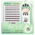 Brown Self-Adhesive Lash Cluster Kit, Pre-Glued Clusters with Tweezers, Pop-On Faux Eyelashes, 3D Thin Band D Curl Natural Look Lahses, Easy to Apply, Reusable Eyelash Extensions (Soul-Brown)