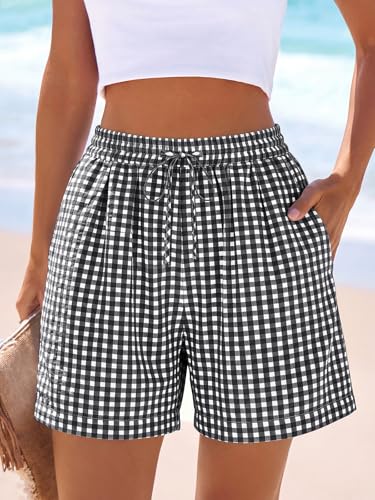 High Waisted Gingham Summer Shorts for Women - Trendy & Comfy