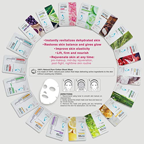 Hyaluronic Aqua Plus Essence Full Face Facial Sheet Mask 18 Sheets Combo - VALUE SET